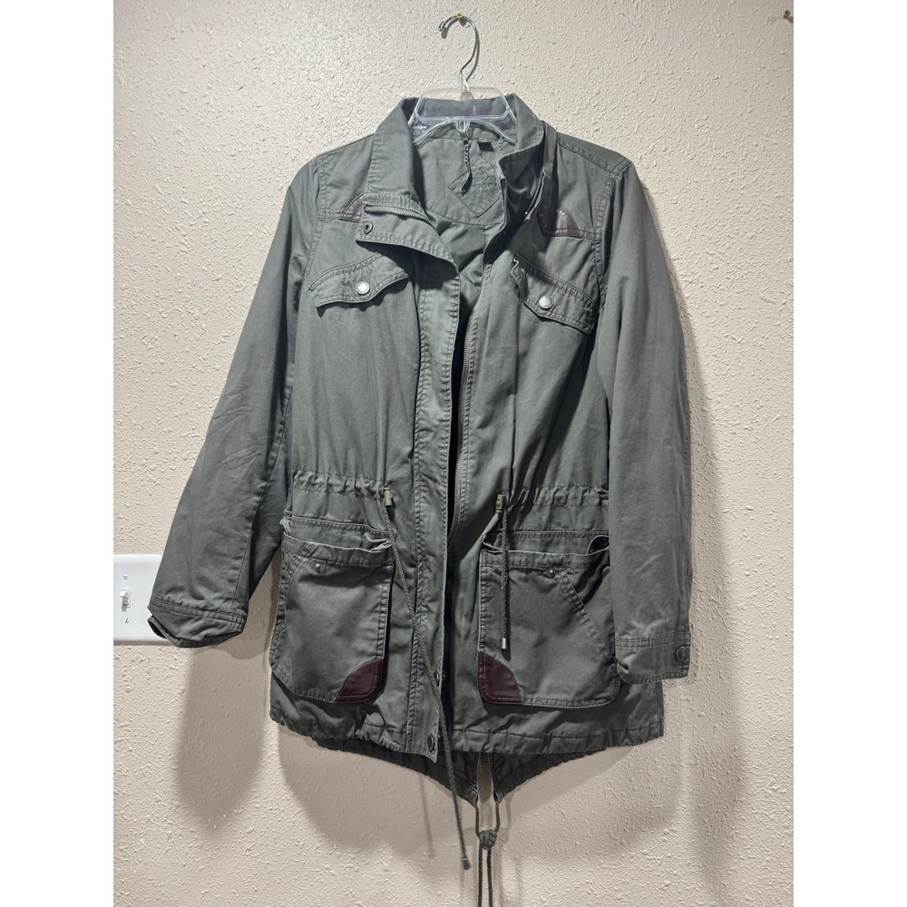 Joujou Womens Olive Green Utility FieldJacket XL Twill Fishtail Hem Military